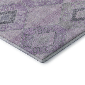 HomeRoots 10' X 14' Stylish Lavender & Gray Geometric Washable Area Rug with UV Protection & Stain Resistance 706013