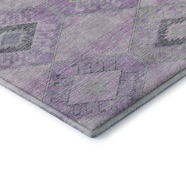 HomeRoots 10' X 14' Stylish Lavender & Gray Geometric Washable Area Rug with UV Protection & Stain Resistance 706013