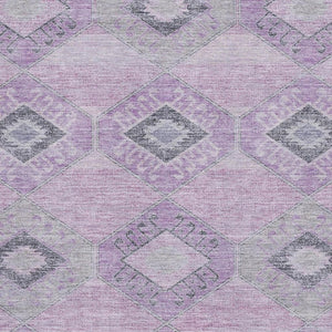 HomeRoots 10' X 14' Stylish Lavender & Gray Geometric Washable Area Rug with UV Protection & Stain Resistance 706013