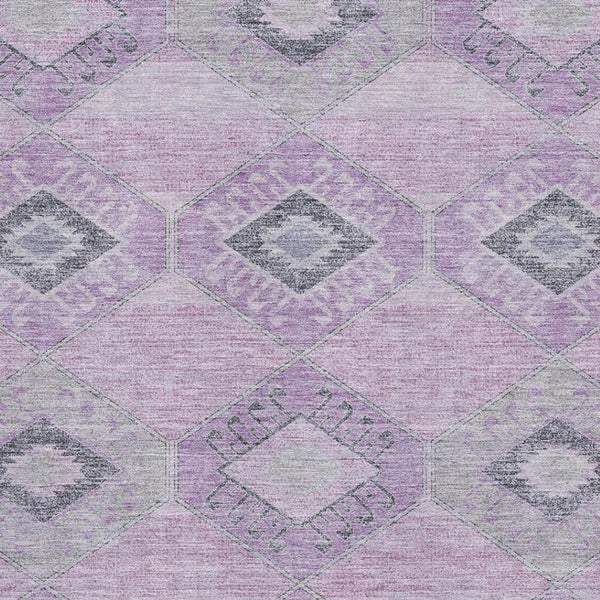 HomeRoots 10' X 14' Stylish Lavender & Gray Geometric Washable Area Rug with UV Protection & Stain Resistance 706013