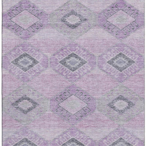 HomeRoots 10' X 14' Stylish Lavender & Gray Geometric Washable Area Rug with UV Protection & Stain Resistance 706013