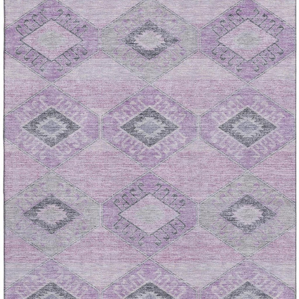 HomeRoots 10' X 14' Stylish Lavender & Gray Geometric Washable Area Rug with UV Protection & Stain Resistance 706013
