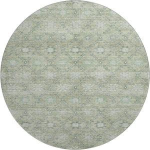 HomeRoots 8' Artichoke Green & Beige Geometric Rug - Washable, UV Protected, Durable Floor Covering for Homes 706022