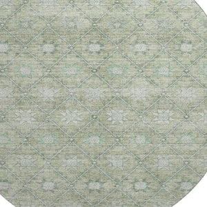 HomeRoots 8' Artichoke Green & Beige Geometric Rug - Washable, UV Protected, Durable Floor Covering for Homes 706022