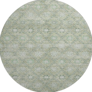 HomeRoots 8' Artichoke Green & Beige Geometric Rug - Washable, UV Protected, Durable Floor Covering for Homes 706022