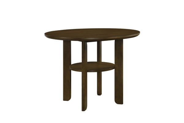 English Elm Contemporary Round Oak Veneer Counter Height Dining Set with Upholstered Seating B011S02503