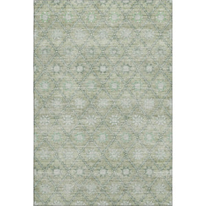 HomeRoots 8' X 10' Artichoke Green Beige Geometric Area Rug - Washable, UV Protection, Soft & Durable Design 706023