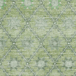 HomeRoots 5' X 8' Green and Gray Geometric Area Rug - Washable, UV-Protected, Durable for Kids & Pets 706027