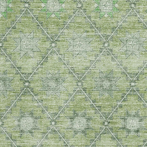HomeRoots 5' X 8' Green and Gray Geometric Area Rug - Washable, UV-Protected, Durable for Kids & Pets 706027