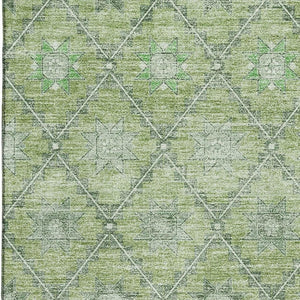 HomeRoots 8' X 10' Washable Green and Gray Geometric Area Rug with UV Protection for High-Traffic Spaces 706029