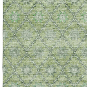 HomeRoots 8' X 10' Washable Green and Gray Geometric Area Rug with UV Protection for High-Traffic Spaces 706029