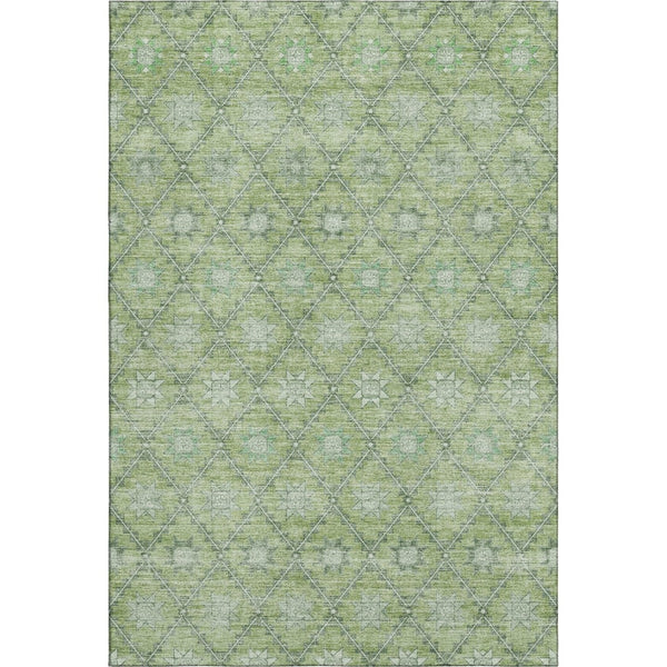 HomeRoots 9' X 12' Geometric Washable Area Rug – Stylish Green & Gray Design with UV Protection for Homes 706030