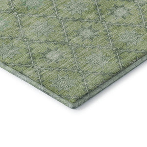 HomeRoots 9' X 12' Geometric Washable Area Rug – Stylish Green & Gray Design with UV Protection for Homes 706030
