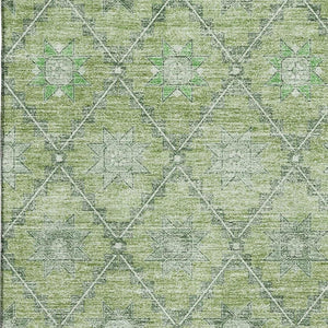 HomeRoots 9' X 12' Geometric Washable Area Rug – Stylish Green & Gray Design with UV Protection for Homes 706030