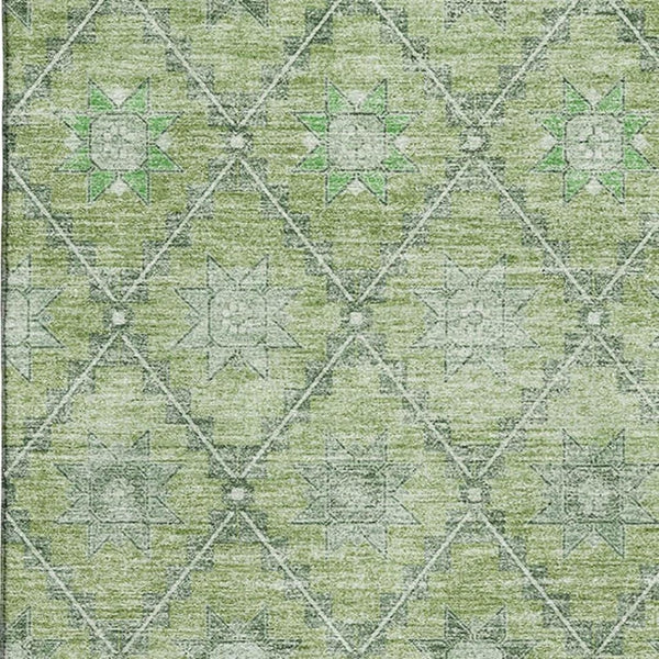 HomeRoots 9' X 12' Geometric Washable Area Rug – Stylish Green & Gray Design with UV Protection for Homes 706030