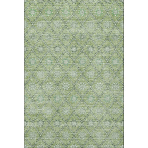 HomeRoots 9' X 12' Geometric Washable Area Rug – Stylish Green & Gray Design with UV Protection for Homes 706030