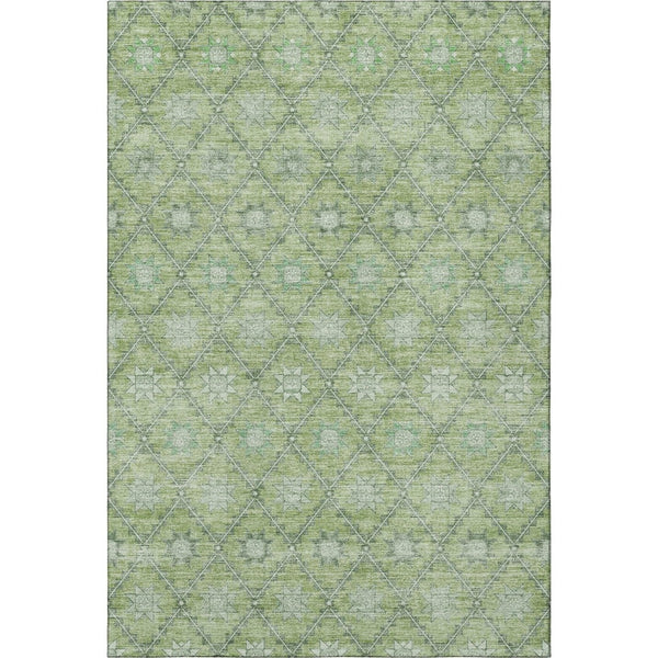 HomeRoots 10' X 14' Contemporary Green & Gray Geometric Washable Area Rug with UV Protection for Homes 706031