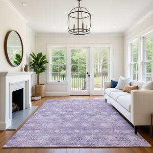 HomeRoots 5' X 8' Purple & Ivory Geometric Area Rug - Washable, UV Protected, Stylish & Stain Resistant Design! 706033