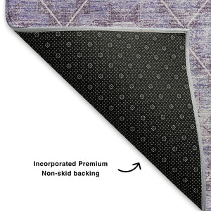 HomeRoots 8' X 10' Geometric Purple and Ivory Washable Area Rug – Durable, Stylish, UV Protected for Any Space! 706035