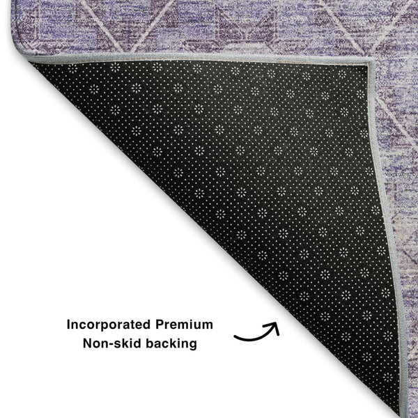 HomeRoots 8' X 10' Geometric Purple and Ivory Washable Area Rug – Durable, Stylish, UV Protected for Any Space! 706035