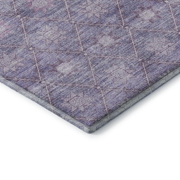 HomeRoots 8' X 10' Geometric Purple and Ivory Washable Area Rug – Durable, Stylish, UV Protected for Any Space! 706035