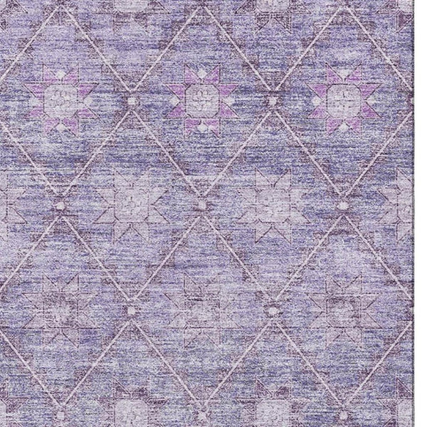 HomeRoots 8' X 10' Geometric Purple and Ivory Washable Area Rug – Durable, Stylish, UV Protected for Any Space! 706035