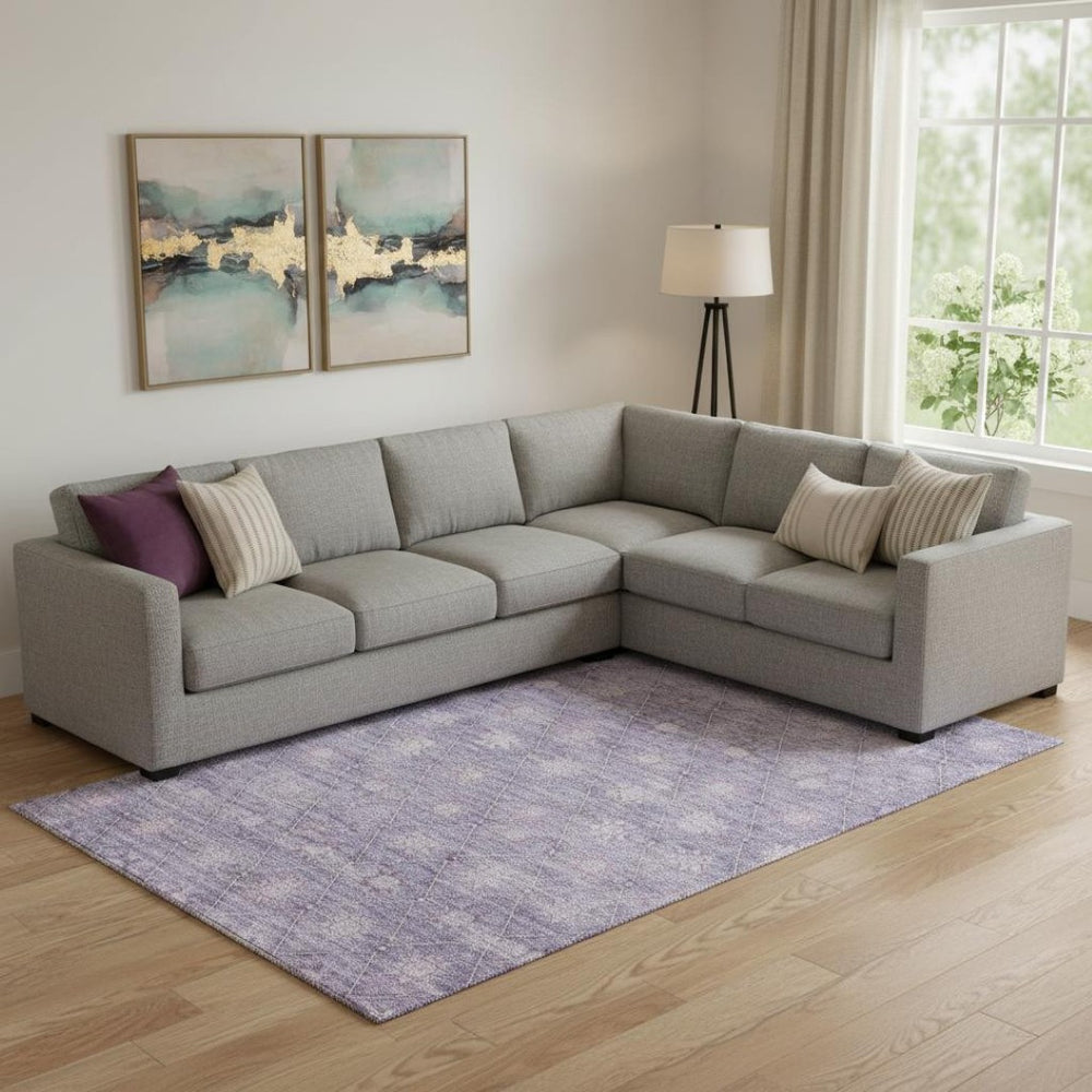 HomeRoots 9' X 12' Purple And Ivory Geometric Area Rug - Washable, UV Resistant, Stain-Resistant, Non-Slip! 706036