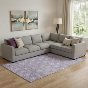HomeRoots 9' X 12' Purple And Ivory Geometric Area Rug - Washable, UV Resistant, Stain-Resistant, Non-Slip! 706036