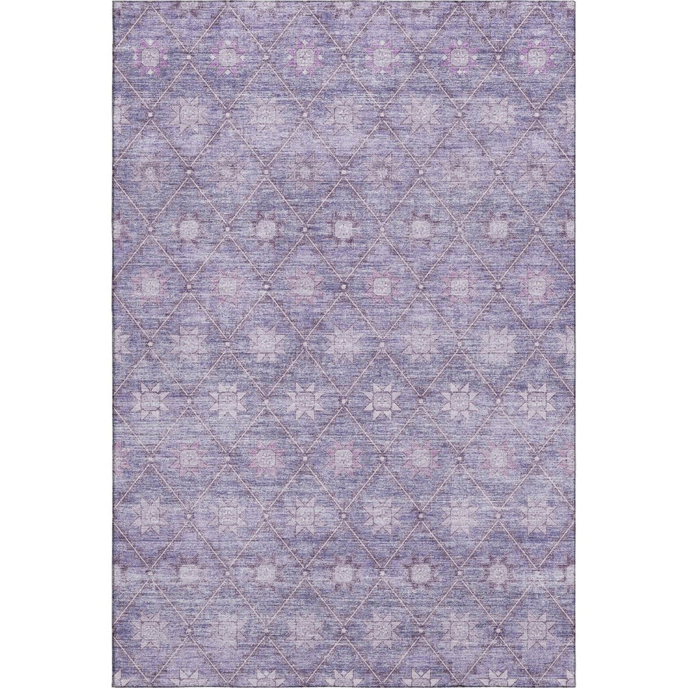 HomeRoots 9' X 12' Purple And Ivory Geometric Area Rug - Washable, UV Resistant, Stain-Resistant, Non-Slip! 706036
