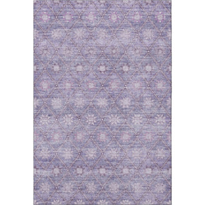 HomeRoots 9' X 12' Purple And Ivory Geometric Area Rug - Washable, UV Resistant, Stain-Resistant, Non-Slip! 706036
