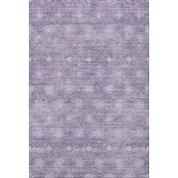 HomeRoots 9' X 12' Purple And Ivory Geometric Area Rug - Washable, UV Resistant, Stain-Resistant, Non-Slip! 706036