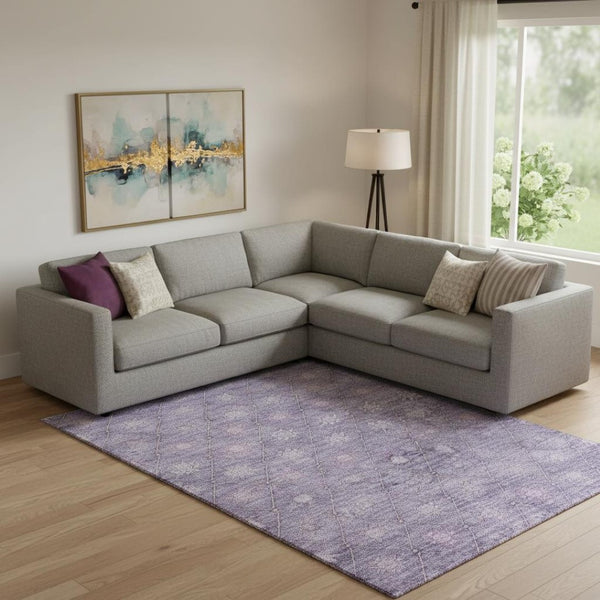 HomeRoots 10' X 14' Purple Geometric Area Rug - Stylish, Washable, UV-Resistant, Perfect for Kids & Pets! 706037