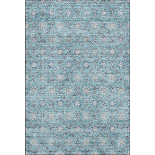 HomeRoots 8' X 10' Stylish Teal and Gray Geometric Area Rug - Washable, UV Protected, Stain Resistant Design! 706041