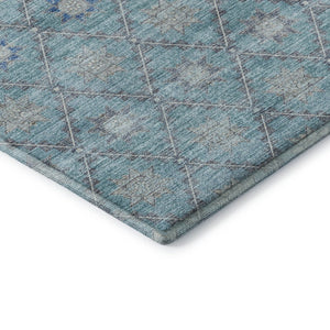 HomeRoots 8' X 10' Stylish Teal and Gray Geometric Area Rug - Washable, UV Protected, Stain Resistant Design! 706041