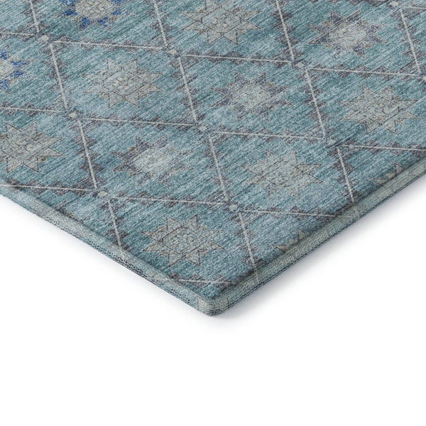 HomeRoots 8' X 10' Stylish Teal and Gray Geometric Area Rug - Washable, UV Protected, Stain Resistant Design! 706041