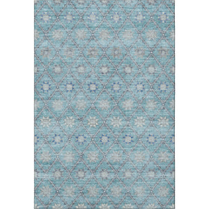 HomeRoots 10' Geometric Teal and Gray Washable Area Rug - UV Protection, Stain Resistant, Modern Style for Home 706043