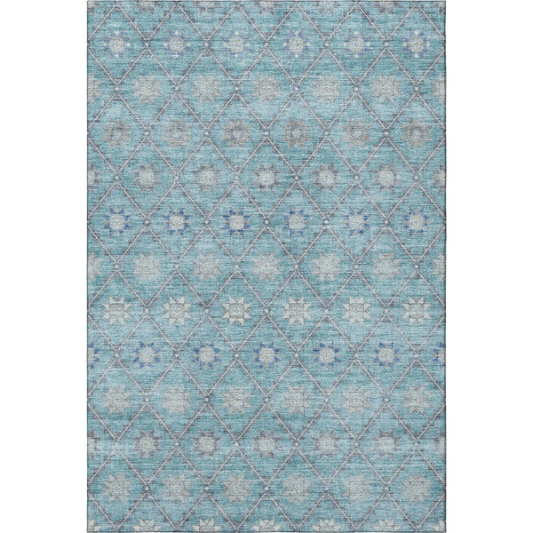 HomeRoots 10' Geometric Teal and Gray Washable Area Rug - UV Protection, Stain Resistant, Modern Style for Home 706043