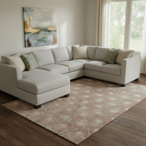 HomeRoots 8' X 10' Stylish Terra Cotta & Beige Geometric Area Rug - Washable, UV Protected & Non-Slip Backing 706047