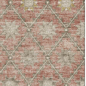 HomeRoots 8' X 10' Stylish Terra Cotta & Beige Geometric Area Rug - Washable, UV Protected & Non-Slip Backing 706047