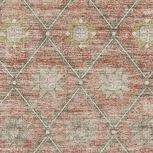 HomeRoots 10' X 14' Stylish Terra Cotta & Beige Geometric Washable Area Rug with UV Protection & Comfort 706049