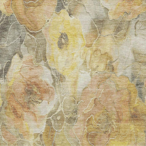 HomeRoots 10' X 14' Elegant Floral Washable Area Rug – Gold, Gray, Beige with UV Protection for Homes 706061