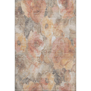 HomeRoots 10' X 14' Washable Peach Gold Floral Area Rug – UV Protected, Stain Resistant, Perfect for Families! 706073