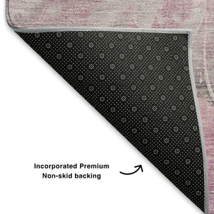 HomeRoots 5' X 8' Floral Washable Area Rug in Pink, Gray & Ivory - UV Protected, Stain Resistant & Durable Design 706075