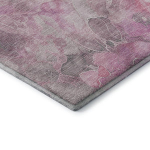 HomeRoots 5' X 8' Floral Washable Area Rug in Pink, Gray & Ivory - UV Protected, Stain Resistant & Durable Design 706075