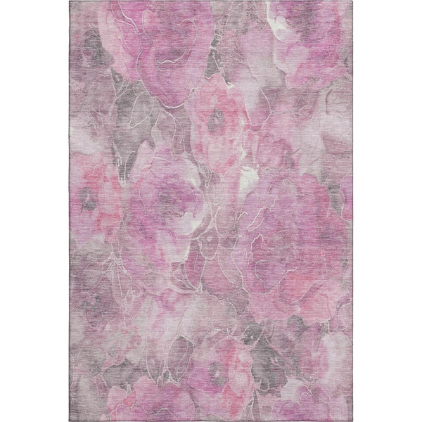 HomeRoots 8' X 10' Floral Area Rug in Pink, Gray & Ivory - Washable, UV-Protected, Durable & Stylish Home Accent 706077
