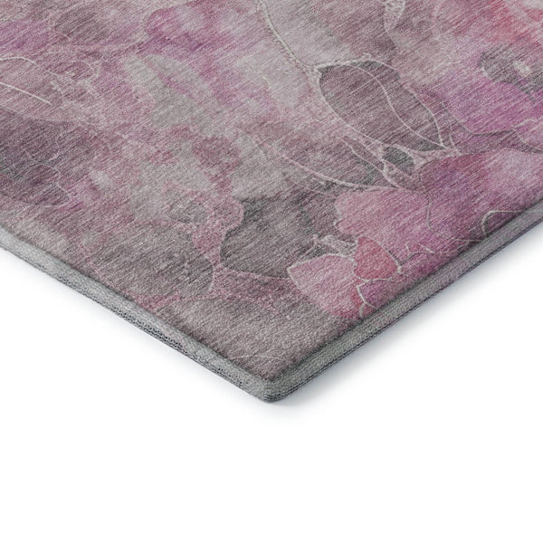 HomeRoots 8' X 10' Floral Area Rug in Pink, Gray & Ivory - Washable, UV-Protected, Durable & Stylish Home Accent 706077