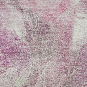 HomeRoots 8' X 10' Floral Area Rug in Pink, Gray & Ivory - Washable, UV-Protected, Durable & Stylish Home Accent 706077