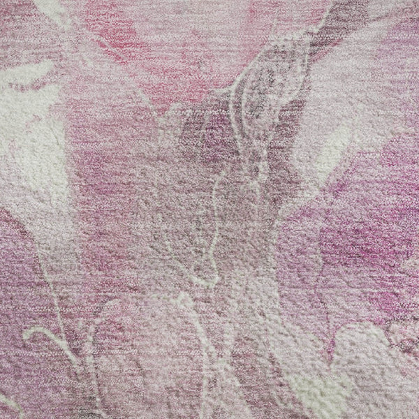 HomeRoots 10' Transitional Pink Gray Ivory Floral Area Rug - Washable, UV Protected, Perfect for Busy Homes! 706079