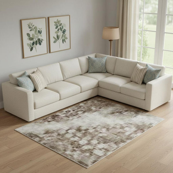 HomeRoots 9' X 12' Elegant Floral Area Rug in Taupe, Beige & Ivory – Washable, Durable & UV-Protected Design 706090