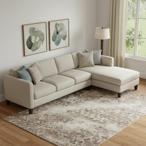 HomeRoots 10' X 14' Elegant Taupe Beige Floral Area Rug – Washable, UV Protected, Stain-Resistant, Non-Slip Design 706091